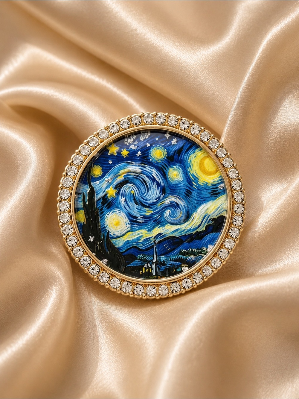 Starry Night Crystal Brooch – Vintage Art - Picture 7 of 8
